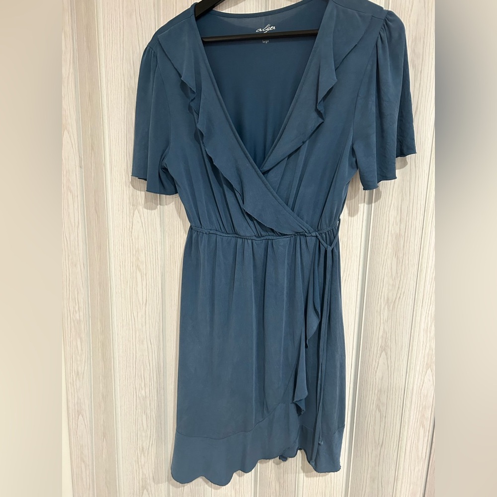 Elegant Blue Wrap Dress